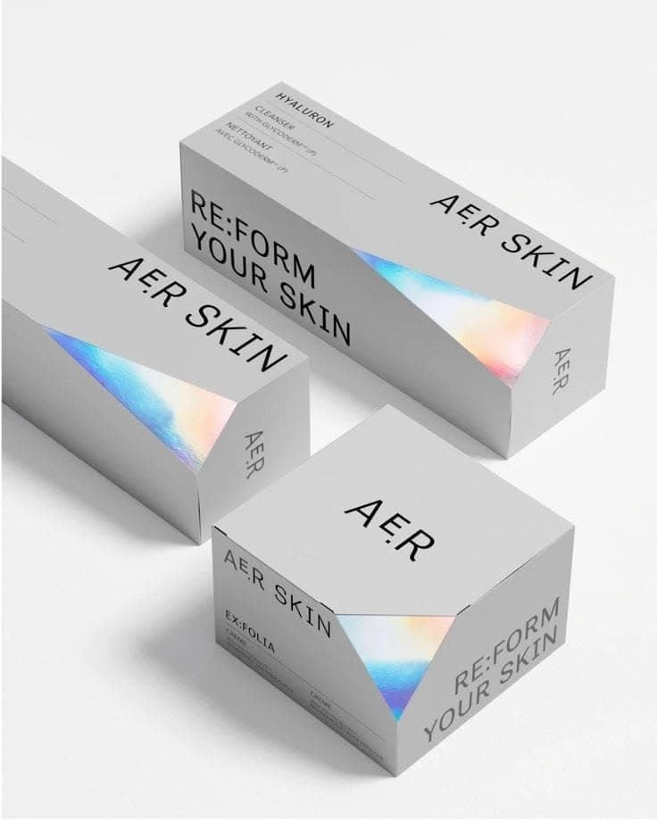 Iridescent printed skincare cartons
