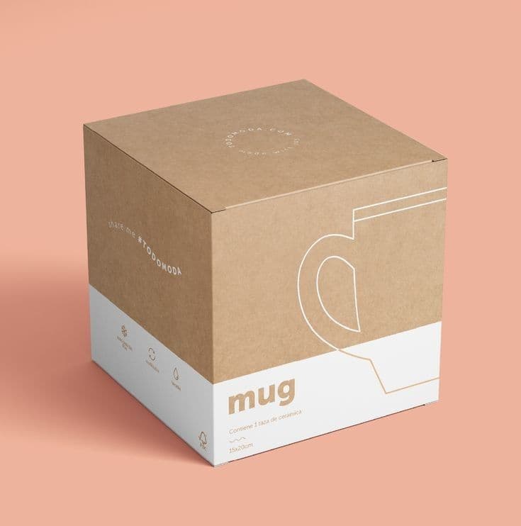 Kraft cube carton with white band